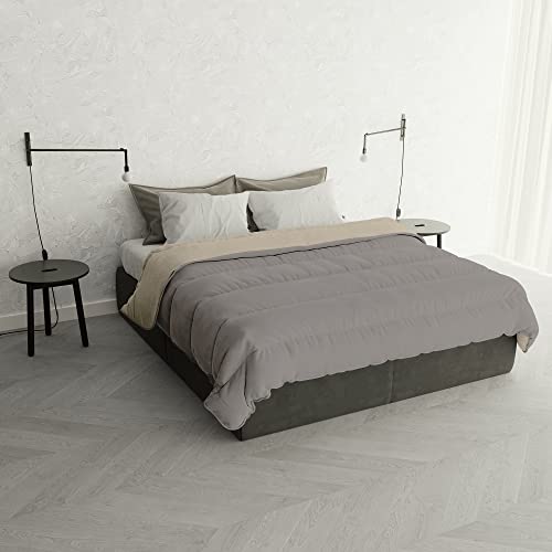 Italian Bed Linen Winter Bettdecke zweifarbig “Oslo”, Sand/Creme, 250x200cm von Italian Bed Linen