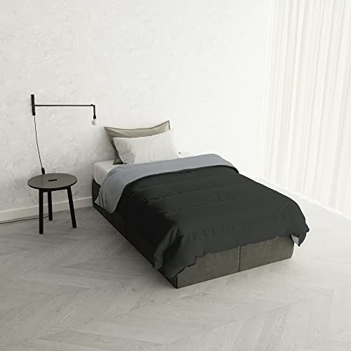 Italian Bed Linen Winter Bettdecke zweifarbig “Oslo”, Schiefer/Platin, 150x200cm von Italian Bed Linen