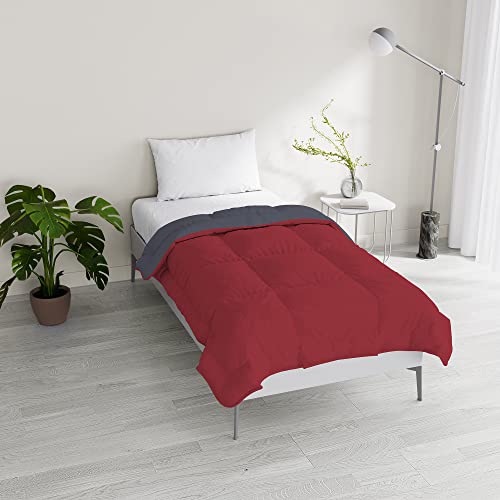Italian Bed Linen Winter Bettdecke zweifarbig, Bordeaux/Dunkelgrau, 150x200cm von Italian Bed Linen