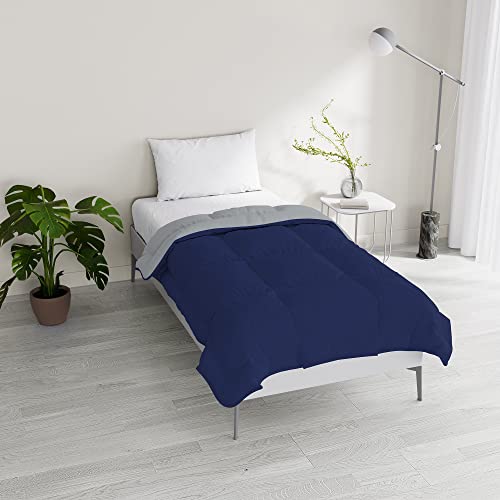 Italian Bed Linen Winter Bettdecke zweifarbig, Dunkelblau/Hellgrau, 150x200cm von Italian Bed Linen