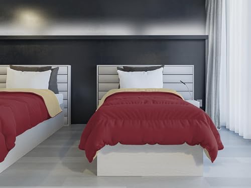 Italian Bed Linen Winterdecke, feuerfest, zweifarbig, Saia, Bordeaux/Creme, 150 x 200 cm von Italian Bed Linen