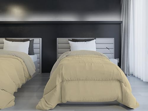 Italian Bed Linen Winterdecke, feuerfest, zweifarbig, Taupe/Creme, 170 x 260 cm von Italian Bed Linen