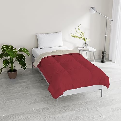 Italian Bed Linen Winter Bettdecke zweifarbig, Bordeaux/Creme, 200x200cm von Italian Bed Linen