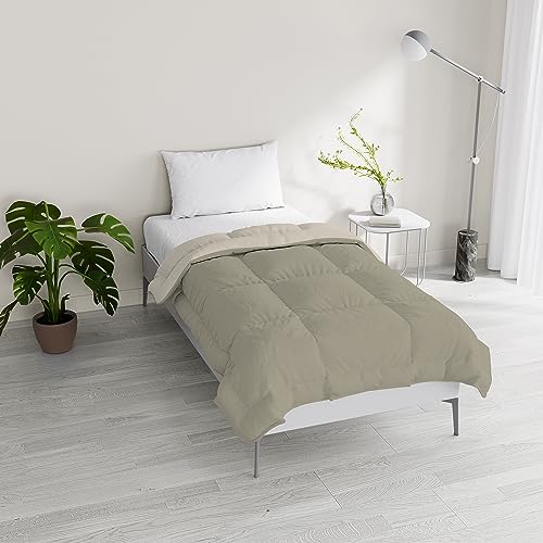Italian Bed Linen Winter Bettdecke zweifarbig, Taupe/Creme, 200x200cm von Italian Bed Linen