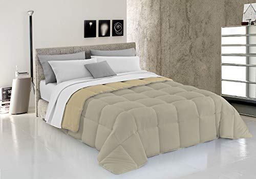 Italian Bed Linen Wintersteppdecke Elegant, Taubengrau/Creme, 220 x 260 cm, Schwarz/Schwarz, T-EL-tortora/panna-1PM von Italian Bed Linen