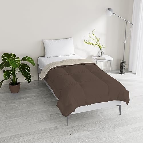 Italian Bed Linen Zweifarbiges Bettdecke SOGNI E CAPRICCI, Braun/Creme, 200x200cm von Italian Bed Linen