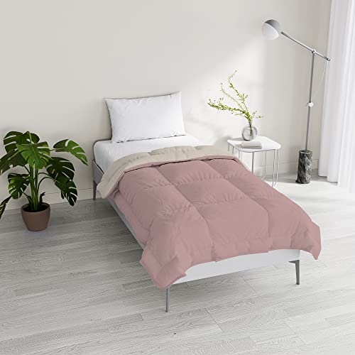 Italian Bed Linen Zweifarbiges Bettdecke SOGNI E CAPRICCI, Rosa/Beige, 150x200cm von Italian Bed Linen