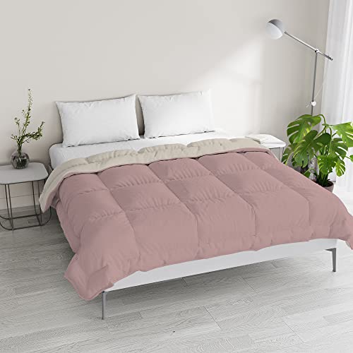 Italian Bed Linen Zweifarbiges Bettdecke SOGNI E CAPRICCI, Rosa/Beige, 250x200cm von Italian Bed Linen
