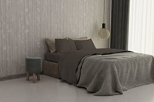 Italian Bed Linen maxcolor Bedding Dark Brown von MB HOME ITALY
