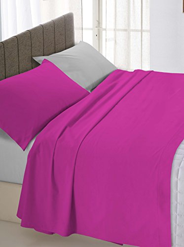Italian Bed Linen Ehebett, Leinen, Fucsia/Grigio, 250 x 300 cm von Italian Bed Linen