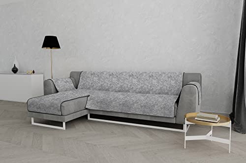 Italian Bed Linen “ Glamour” rutschfest Sofa Abdeckung mit Chaise-Longue Links, Dunkel grau, 190cm von Italian Bed Linen