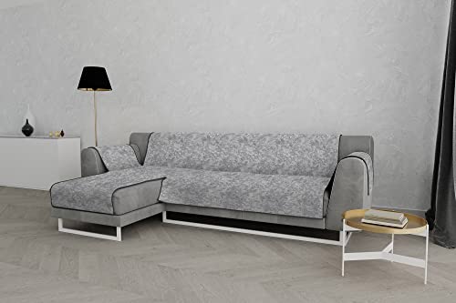 Italian Bed Linen “ Glamour” rutschfest Sofa Abdeckung mit Chaise-Longue Links, Dunkel grau, 290cm von Italian Bed Linen