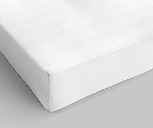 Spannbettlaken für Doppelbett, Baumwolle, hergestellt in Italien, Bettlaken 170 x 200 mit Gummizug 25 cm, Weiß von MB HOME ITALY