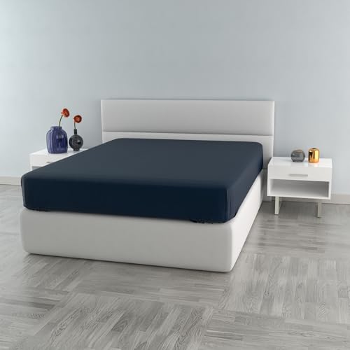 Max Color Spannbetttuch, 40 cm, dunkelblau, für Doppelbett von Italian Bed Linen