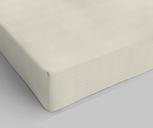 Spannbettlaken für Doppelbett, Baumwolle, hergestellt in Italien, Bettlaken 170 x 200 mit Gummizug 25 cm, cremefarben von MB HOME ITALY