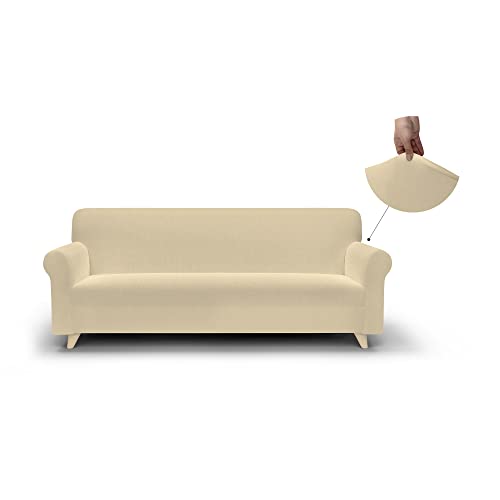 Più bello Bielastische Couchüberzüge Creme, Polyester, 3 Plätze von Italian Bed Linen