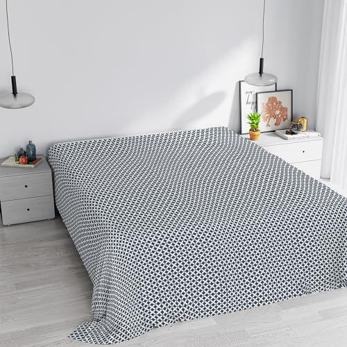 Printed Colors Bedrucktes Bettlaken aus Baumwolle, Maiden Blue, Doppelbett von Italian Bed Linen