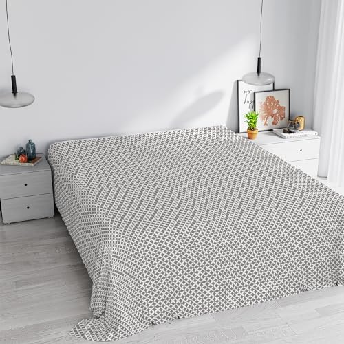 Printed Colors Bedrucktes Bettlaken aus Baumwolle, Maiden Taupe, Doppelbett von Italian Bed Linen