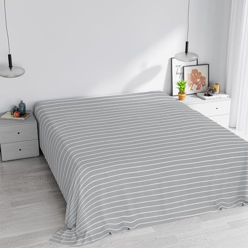Printed Colors Bedrucktes Bettlaken aus Baumwolle, Teilung Rauchgrau, Doppelbett von Italian Bed Linen