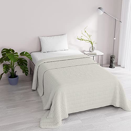 Satin Stripes Sommer Steppdecke, Polyester, Creme, 170x250 cm von Italian Bed Linen