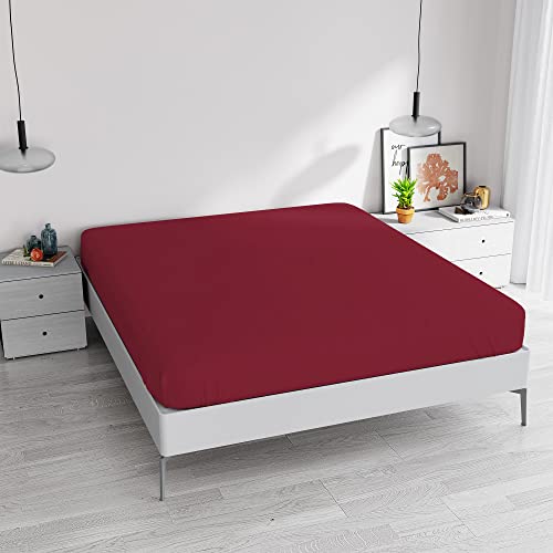 Spannbettlaken Elegant, 35 cm, Bordeaux, Doppelbett Maxi von Italian Bed Linen