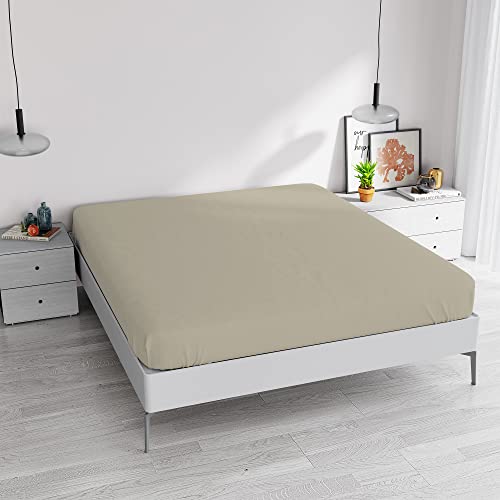 Spannbettlaken, 35 cm, Taupe, Doppelbett, Maxi von Italian Bed Linen