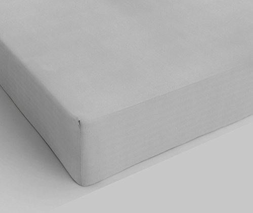 Spannbettlaken für Doppelbett, Baumwolle, hergestellt in Italien, Bettlaken 170 x 200 mit Gummizug 25 cm, hellgrau von Italian Bed Linen
