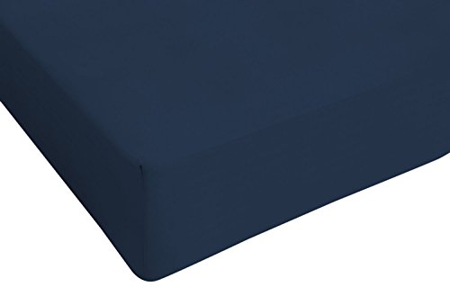 Max color STMXBLUSCURO2P Betttuch 25cm Ecke, 100% Baumwolle, dunkel Blau, Doppelte von Italian Bed Linen