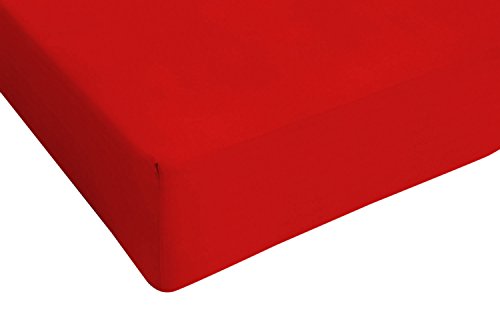 Max color STMXROSSO2P Betttuch 25cm Ecke, 100% Baumwolle, Rot, Doppelte von Italian Bed Linen