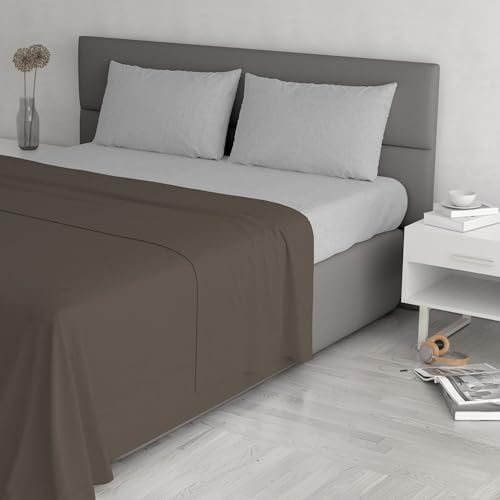 Trendy Chic Bettwäsche-Set aus 100% Baumwolle, hergestellt in Italien, Doppelbett, Braun von Italian Bed Linen