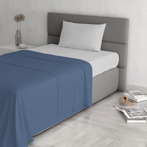 Trendy Chic Bettwäsche-Set aus 100% Baumwolle, hergestellt in Italien, Einzelbett, Avio von Italian Bed Linen