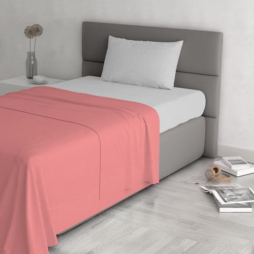 Trendy Chic Bettwäsche-Set aus 100% Baumwolle, hergestellt in Italien, Einzelbett, Koralle von Italian Bed Linen
