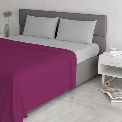 Trendy Chic Bettwäsche-Set aus 100% Baumwolle, hergestellt in Italien, für Doppelbett, Fuchsia von Italian Bed Linen