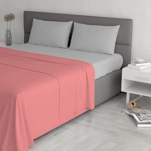 Trendy Chic Bettwäsche-Set aus 100% Baumwolle, hergestellt in Italien, für Doppelbett, Koralle von Italian Bed Linen