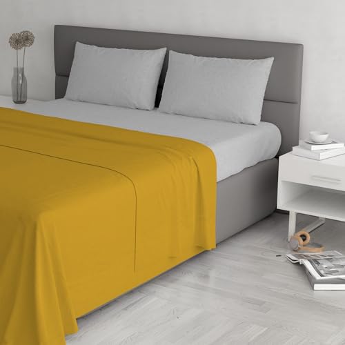 Trendy Chic Bettwäsche-Set aus 100% Baumwolle, hergestellt in Italien, für Doppelbett, Senf von Italian Bed Linen