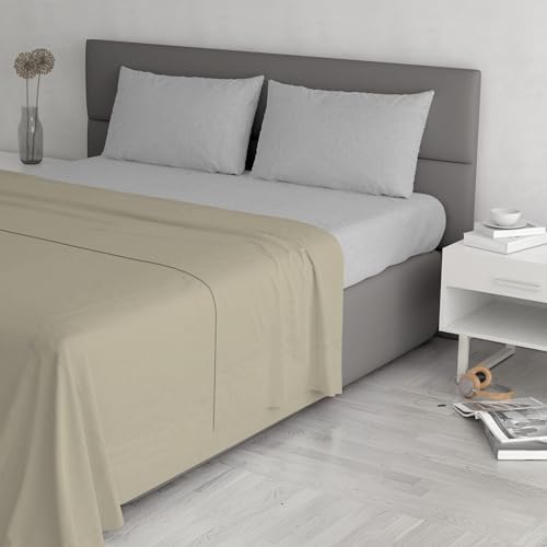 Trendy Chic Bettwäsche-Set aus 100% Baumwolle, hergestellt in Italien, für Doppelbett, Taupe von Italian Bed Linen