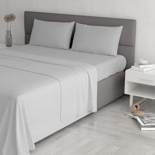 Trendy Chic Bettwäsche-Set aus 100% Baumwolle, hergestellt in Italien, für Doppelbett, hellgrau von Italian Bed Linen