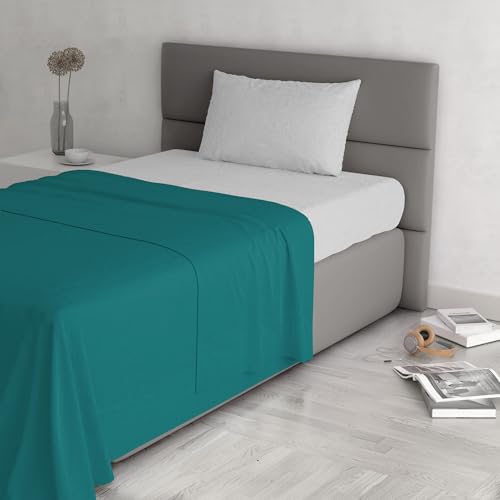 Trendy Chic Bettwäsche-Set aus 100% Baumwolle, hergestellt in Italien, für Einzelbett, Flaschengrün von Italian Bed Linen