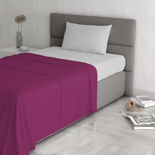 Trendy Chic Bettwäsche-Set aus 100% Baumwolle, hergestellt in Italien, für Einzelbett, Fuchsia von Italian Bed Linen