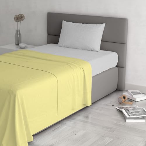 Trendy Chic Bettwäsche-Set aus 100% Baumwolle, hergestellt in Italien, für Einzelbett, Gelb von Italian Bed Linen