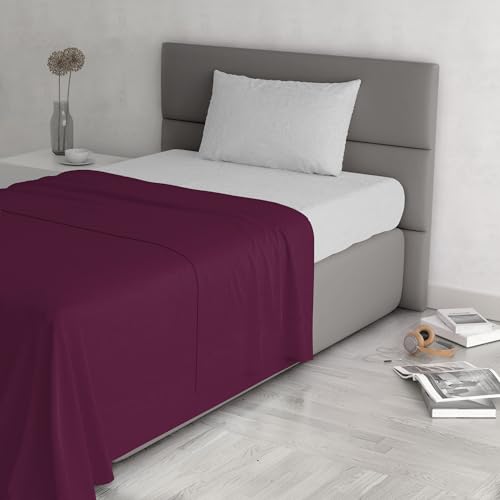 Trendy Chic Bettwäsche-Set aus 100% Baumwolle, hergestellt in Italien, für Einzelbett, Pflaume von Italian Bed Linen