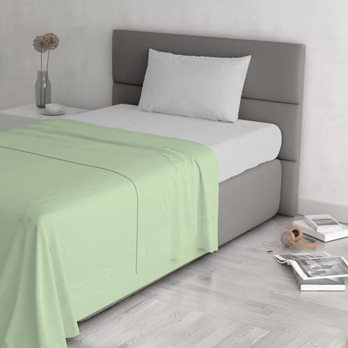 Trendy Chic Bettwäsche-Set aus 100% Baumwolle, hergestellt in Italien, für Einzelbett, Pistazie von Italian Bed Linen