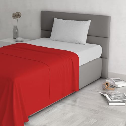 Trendy Chic Bettwäsche-Set aus 100% Baumwolle, hergestellt in Italien, für Einzelbett, Rot von Italian Bed Linen