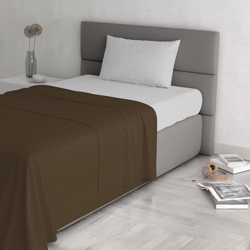 Trendy Chic Bettwäsche-Set aus 100% Baumwolle, hergestellt in Italien, für Einzelbett, Schokolade von Italian Bed Linen