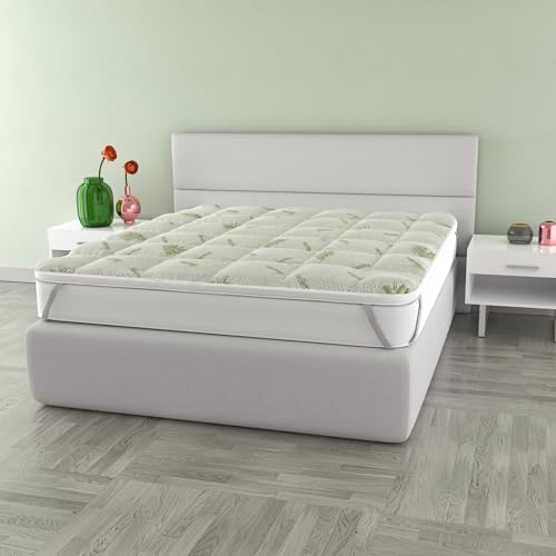 Italian Bed Linen Gesteppt Topper “Wellness”, matratzenschoner, Polyester, Weiss, 160x195 cm von Italian Bed Linen