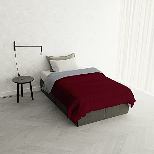 Italian Bed Linen Winter Bettdecke zweifarbig “Oslo”, Falun/Platin, 150x200cm von Italian Bed Linen