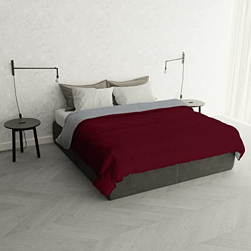 Italian Bed Linen Winter Bettdecke zweifarbig “Oslo”, Falun/Platin, 250x200cm von Italian Bed Linen