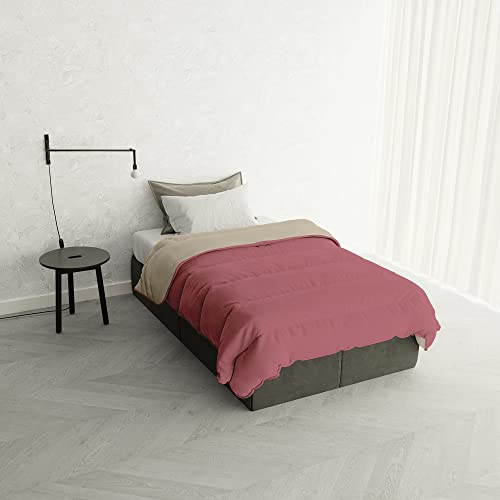 Italian Bed Linen Winter Bettdecke zweifarbig “Oslo”, Malve/Creme, 200x200cm von Italian Bed Linen