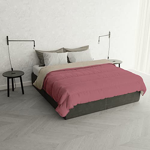 Italian Bed Linen Winter Bettdecke zweifarbig “Oslo”, Malve/Creme, 250x200cm von Italian Bed Linen