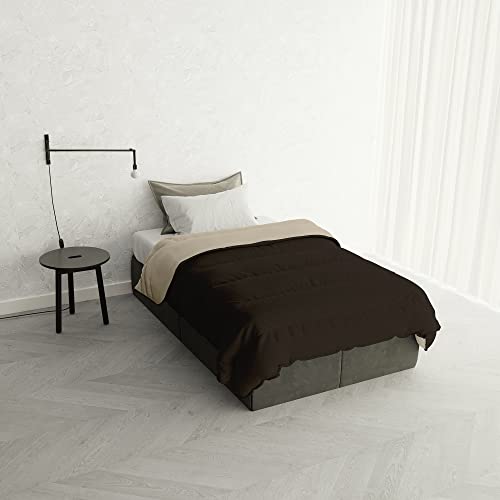 Italian Bed Linen Winter Bettdecke zweifarbig “Oslo”, Tannenzapfen/Creme, 150x200cm von Italian Bed Linen